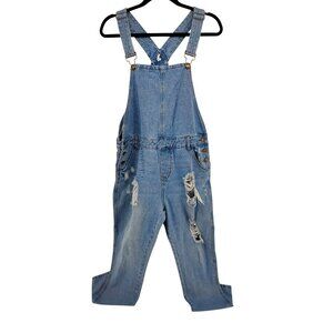 Pink Blush Women's Distressed Jean Bibs/Overalls Size M